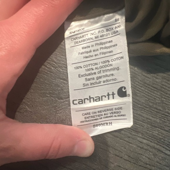 Carhartt Men's Heavy Duty Cotton Button Down Long Sleeve Work Shirt S09MRH Tan - Picture 6 of 6